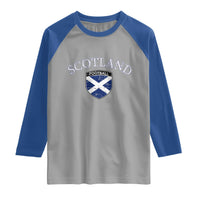 Scotland Football Distressed Shield Saltire Flag Raglan Shirt Game Day Sports Soccer Fans