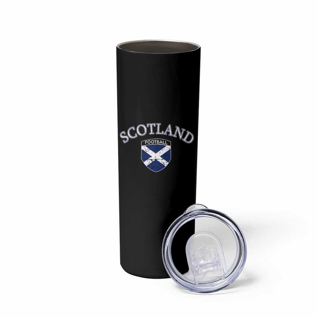 Scotland Football Distressed Shield Saltire Flag Skinny Tumbler Game Day Sports Soccer Fans