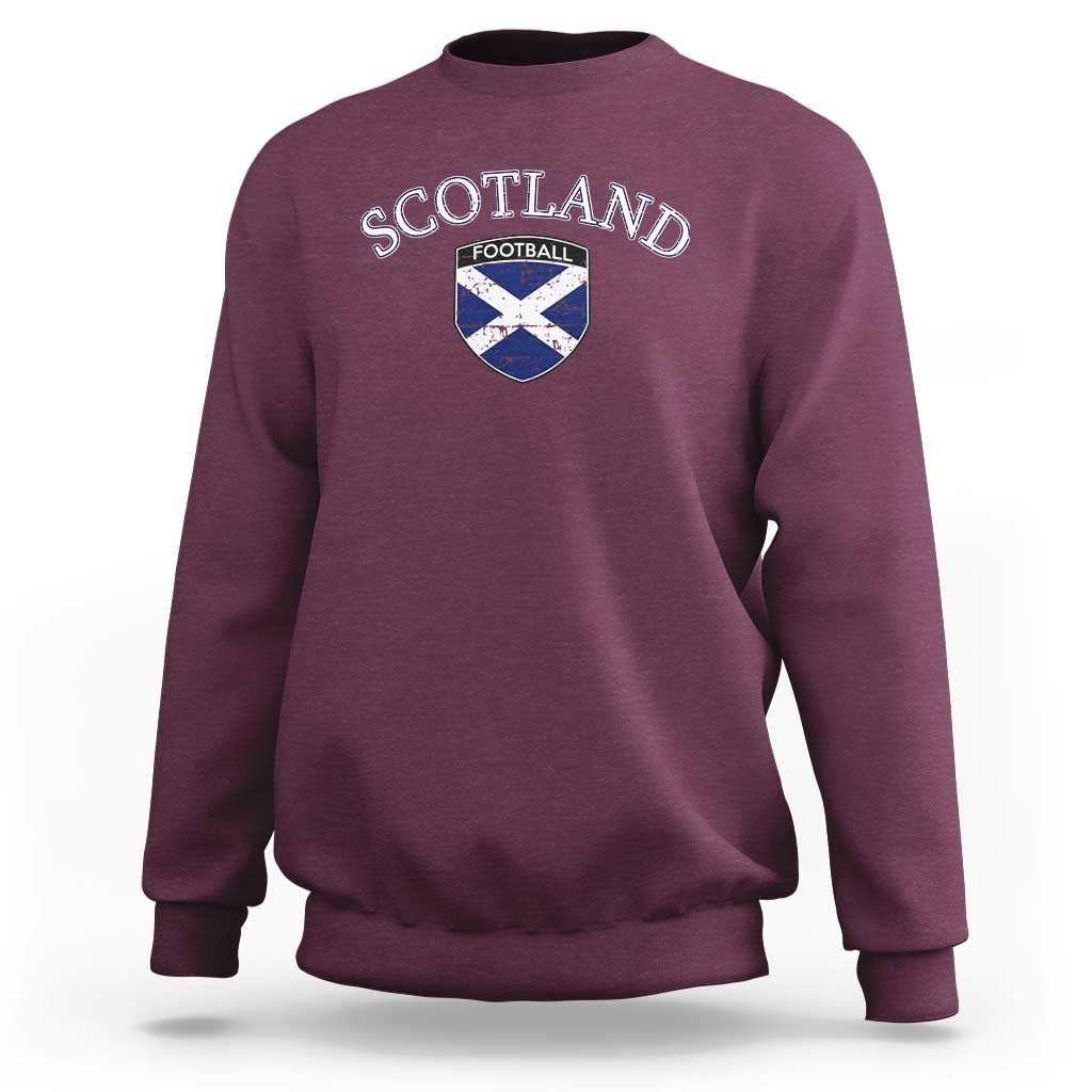 Scotland Football Distressed Shield Saltire Flag Sweatshirt Game Day Sports Soccer Fans