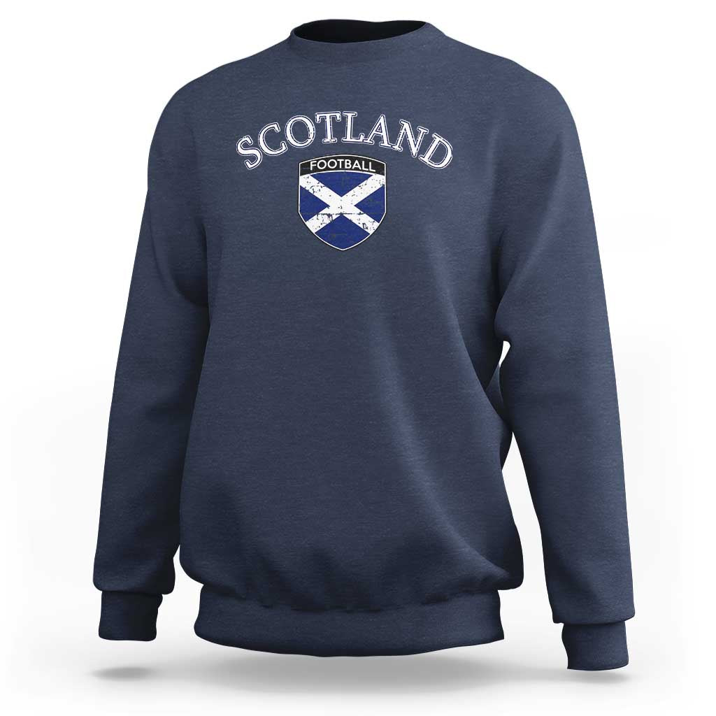 Scotland Football Distressed Shield Saltire Flag Sweatshirt Game Day Sports Soccer Fans