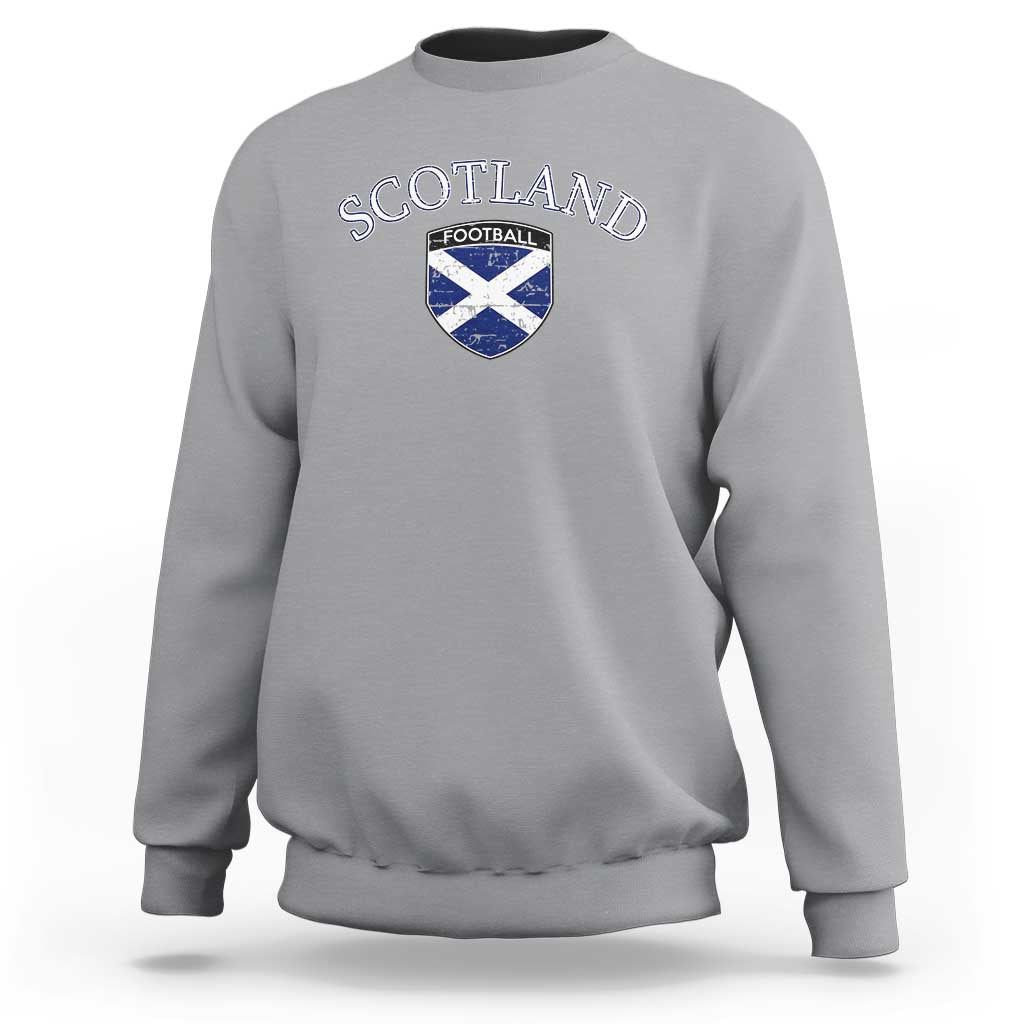 Scotland Football Distressed Shield Saltire Flag Sweatshirt Game Day Sports Soccer Fans