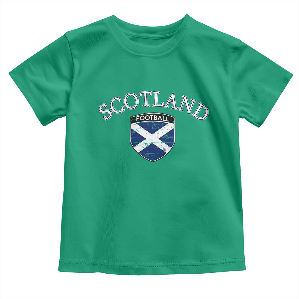 Scotland Football Distressed Shield Saltire Flag Toddler T Shirt Game Day Sports Soccer Fans