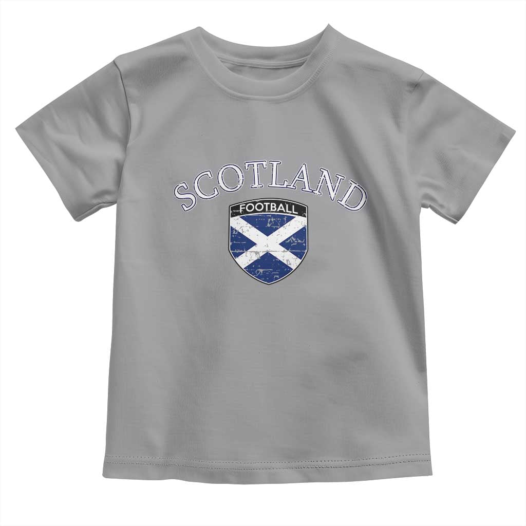 Scotland Football Distressed Shield Saltire Flag Toddler T Shirt Game Day Sports Soccer Fans