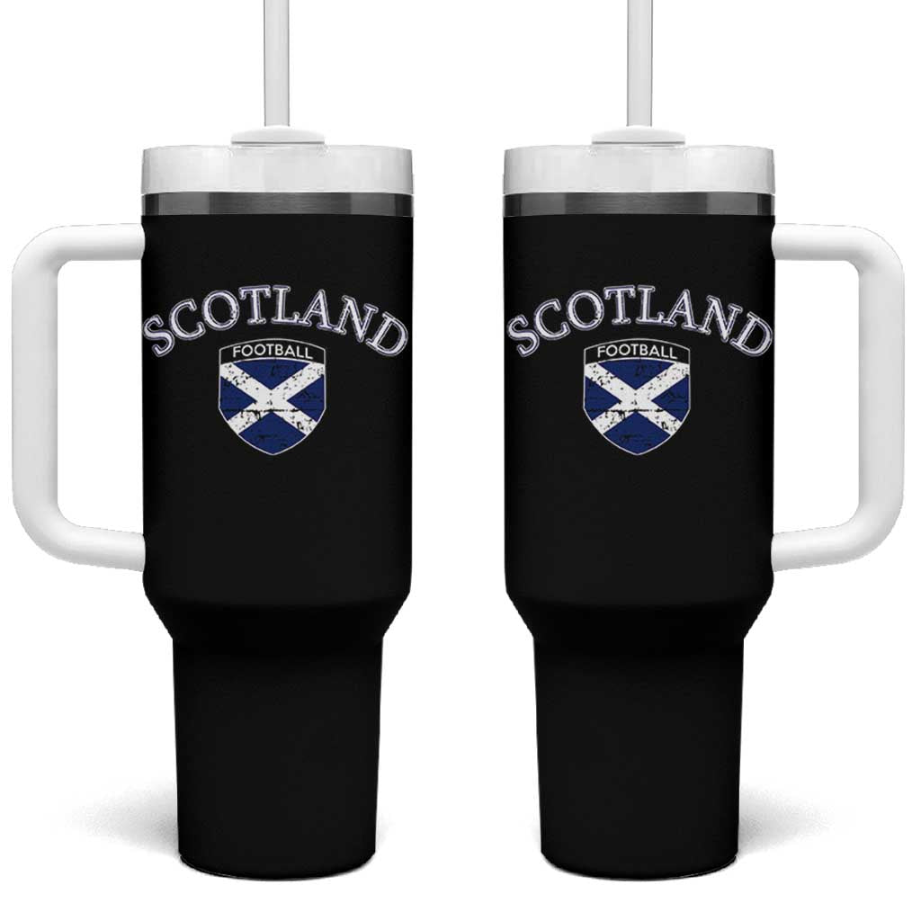 Scotland Football Distressed Shield Saltire Flag Tumbler With Handle Game Day Sports Soccer Fans