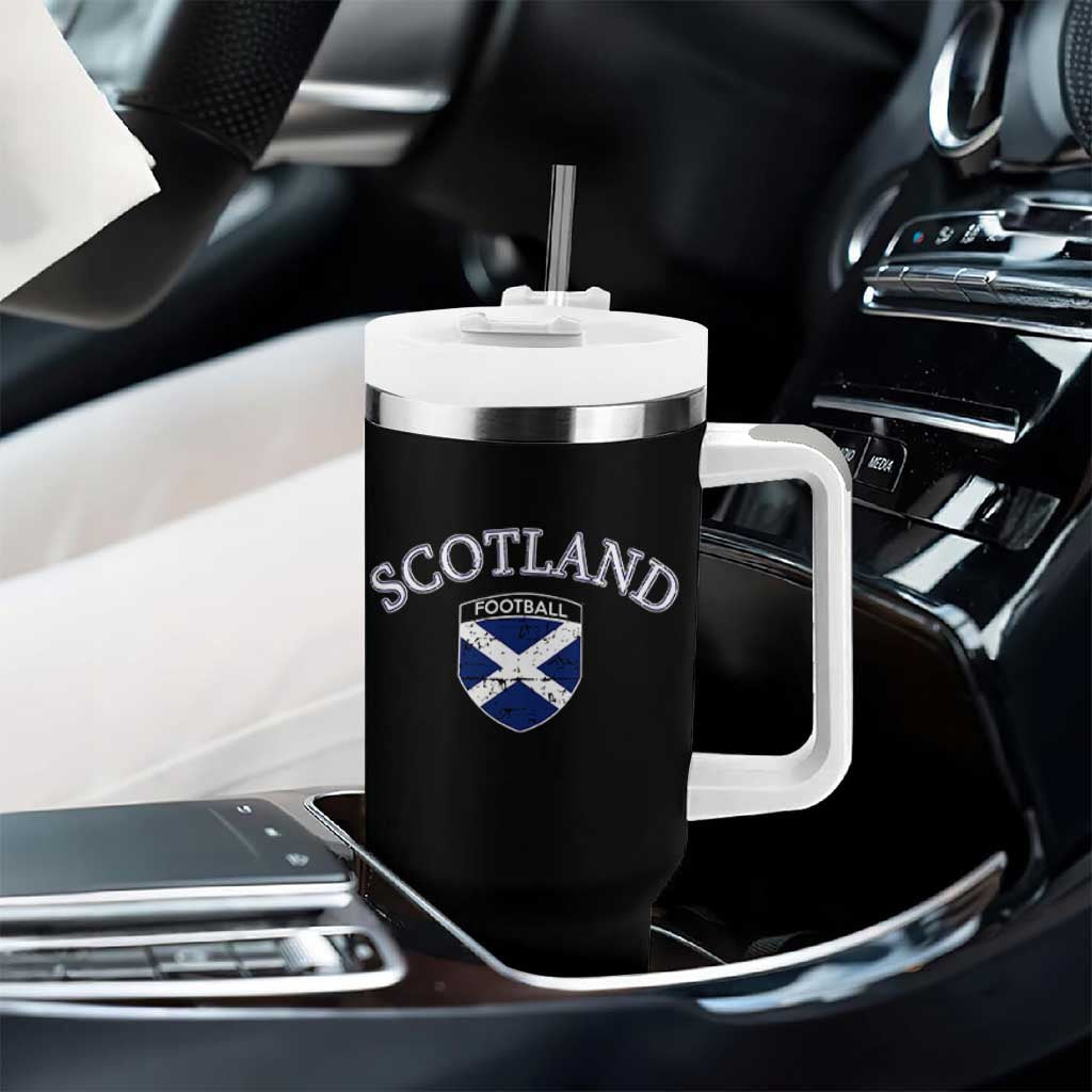 Scotland Football Distressed Shield Saltire Flag Tumbler With Handle Game Day Sports Soccer Fans