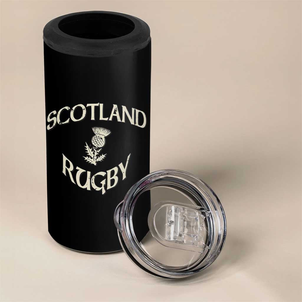 Scotland Rugby Distressed Vintage Traditional Thistle 4 in 1 Can Cooler Tumbler Sports Fan Game Day