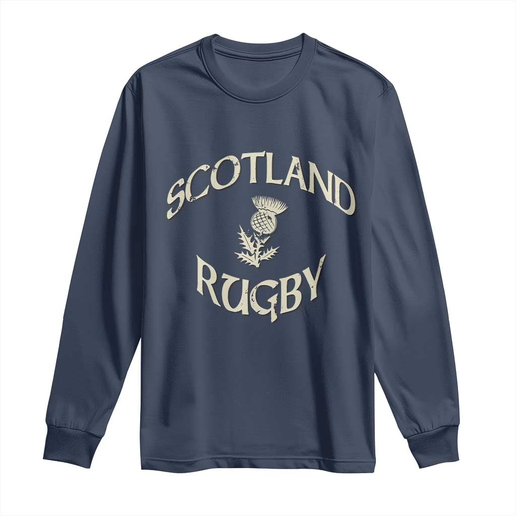 Scotland Rugby Distressed Vintage Traditional Thistle Long Sleeve Shirt Sports Fan Game Day