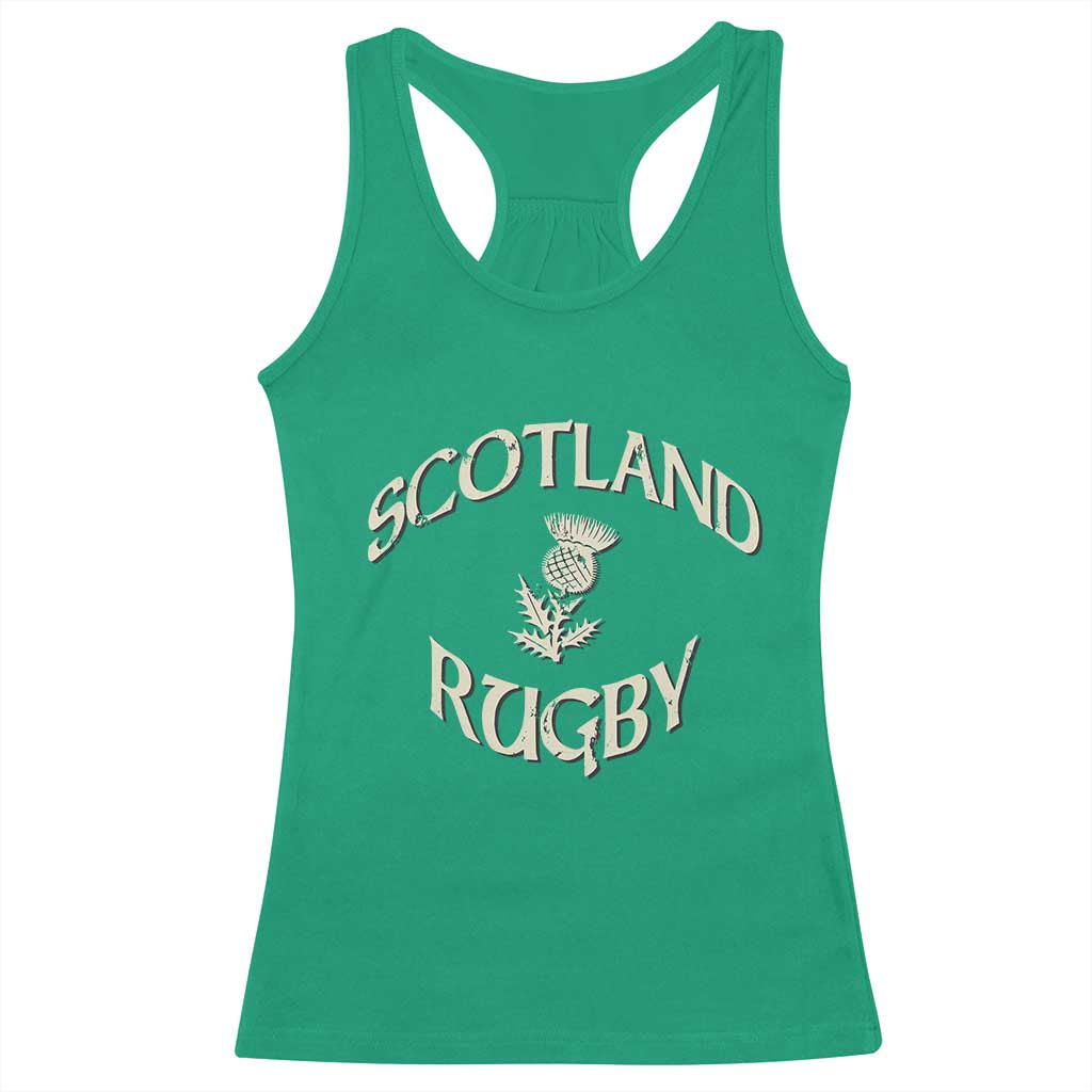 Scotland Rugby Distressed Vintage Traditional Thistle Racerback Tank Top Sports Fan Game Day