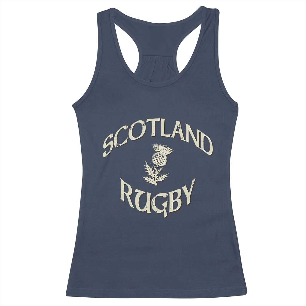 Scotland Rugby Distressed Vintage Traditional Thistle Racerback Tank Top Sports Fan Game Day