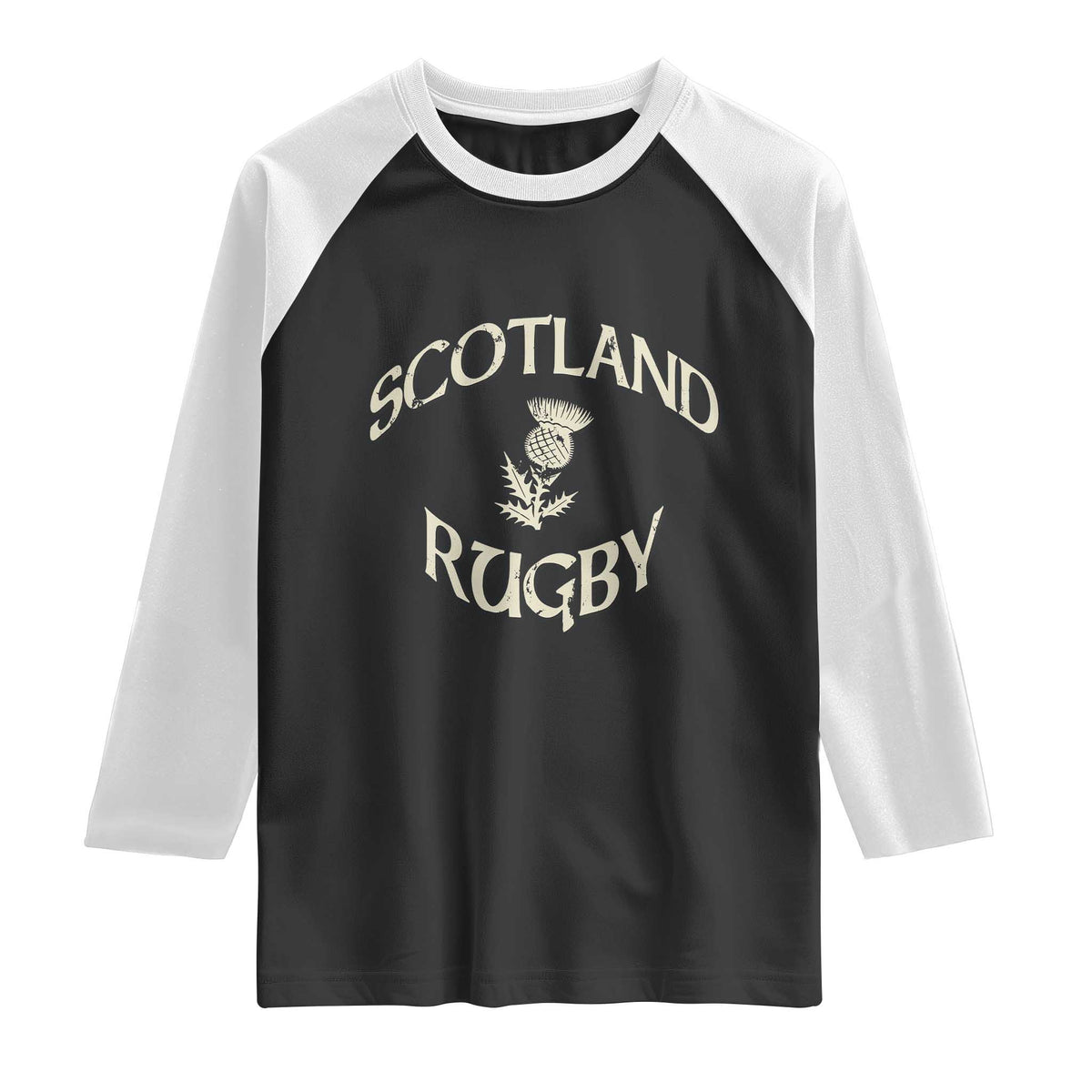 Scotland Rugby Distressed Vintage Traditional Thistle Raglan Shirt Sports Fan Game Day