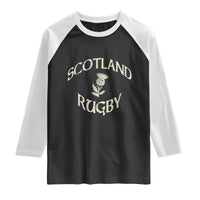 Scotland Rugby Distressed Vintage Traditional Thistle Raglan Shirt Sports Fan Game Day