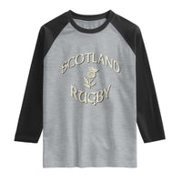 Scotland Rugby Distressed Vintage Traditional Thistle Raglan Shirt Sports Fan Game Day
