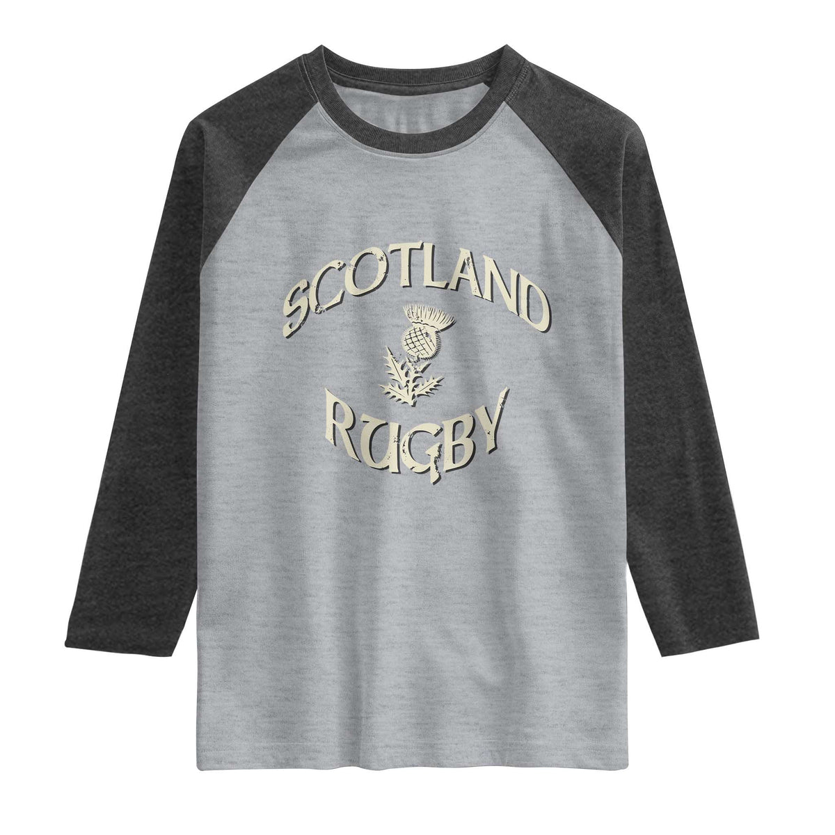 Scotland Rugby Distressed Vintage Traditional Thistle Raglan Shirt Sports Fan Game Day