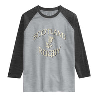 Scotland Rugby Distressed Vintage Traditional Thistle Raglan Shirt Sports Fan Game Day
