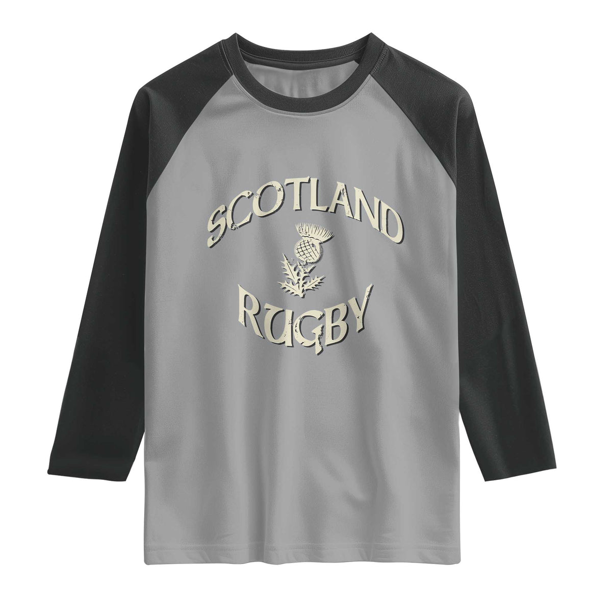 Scotland Rugby Distressed Vintage Traditional Thistle Raglan Shirt Sports Fan Game Day