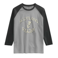 Scotland Rugby Distressed Vintage Traditional Thistle Raglan Shirt Sports Fan Game Day