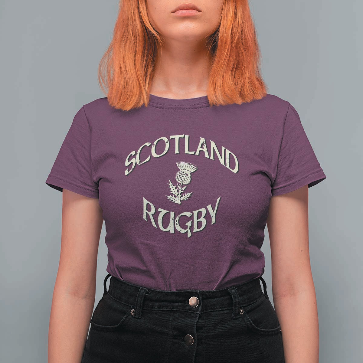 Scotland Rugby Distressed Vintage Traditional Thistle T Shirt For Women Sports Fan Game Day