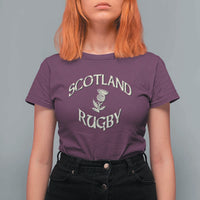 Scotland Rugby Distressed Vintage Traditional Thistle T Shirt For Women Sports Fan Game Day