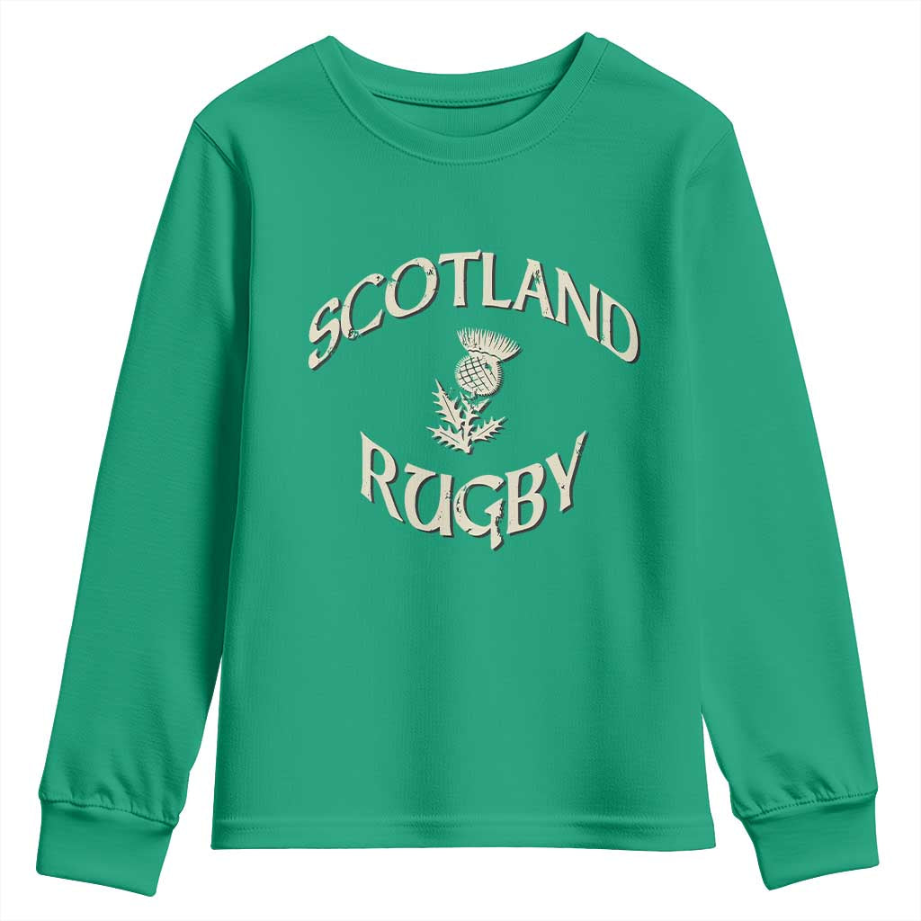 Scotland Rugby Distressed Vintage Traditional Thistle Youth Sweatshirt Sports Fan Game Day