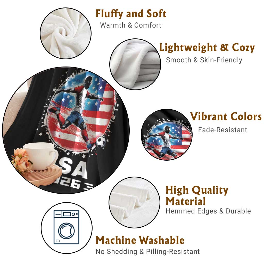 USA Soccer Patriotic Player 2026 Graphic Throw Blanket United States Football Fan Spirit