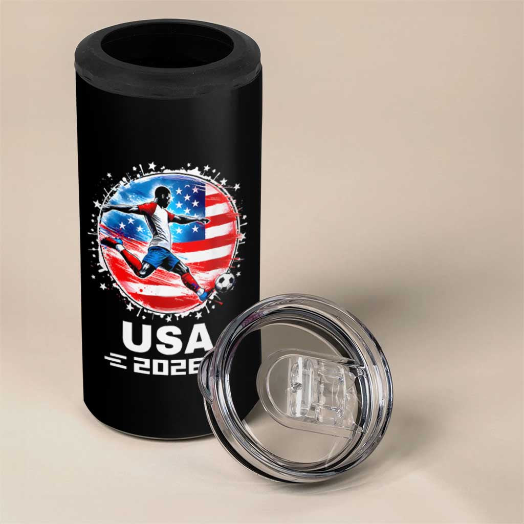 USA Soccer Patriotic Player 2026 Graphic 4 in 1 Can Cooler Tumbler United States Football Fan Spirit