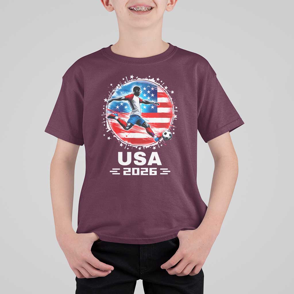 USA Soccer Patriotic Player 2026 Graphic T Shirt For Kid United States Football Fan Spirit