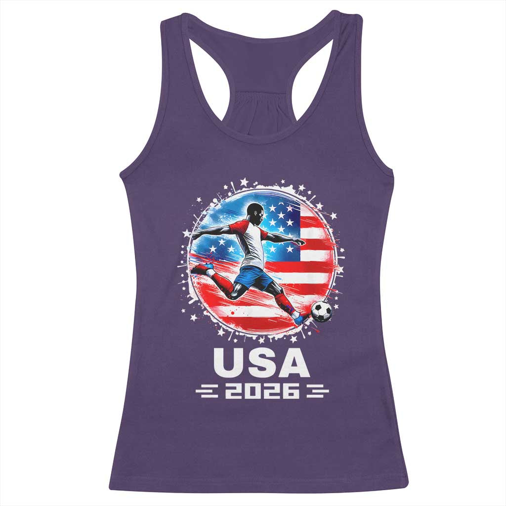 USA Soccer Patriotic Player 2026 Graphic Racerback Tank Top United States Football Fan Spirit