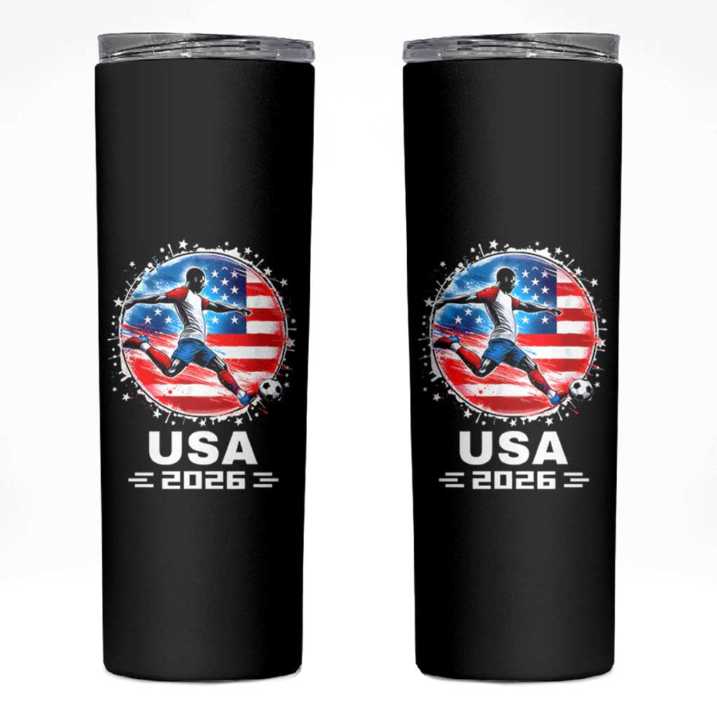 USA Soccer Patriotic Player 2026 Graphic Skinny Tumbler United States Football Fan Spirit