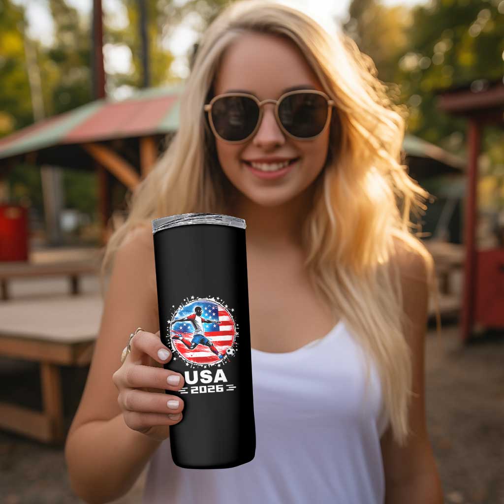 USA Soccer Patriotic Player 2026 Graphic Skinny Tumbler United States Football Fan Spirit