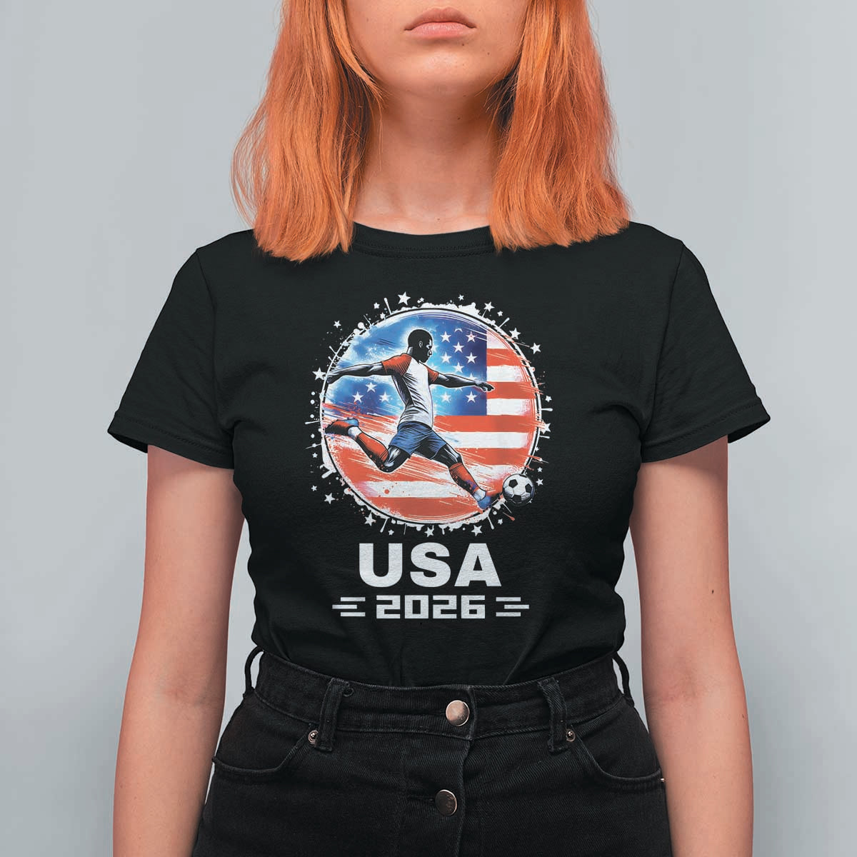 USA Soccer Patriotic Player 2026 Graphic T Shirt For Women United States Football Fan Spirit