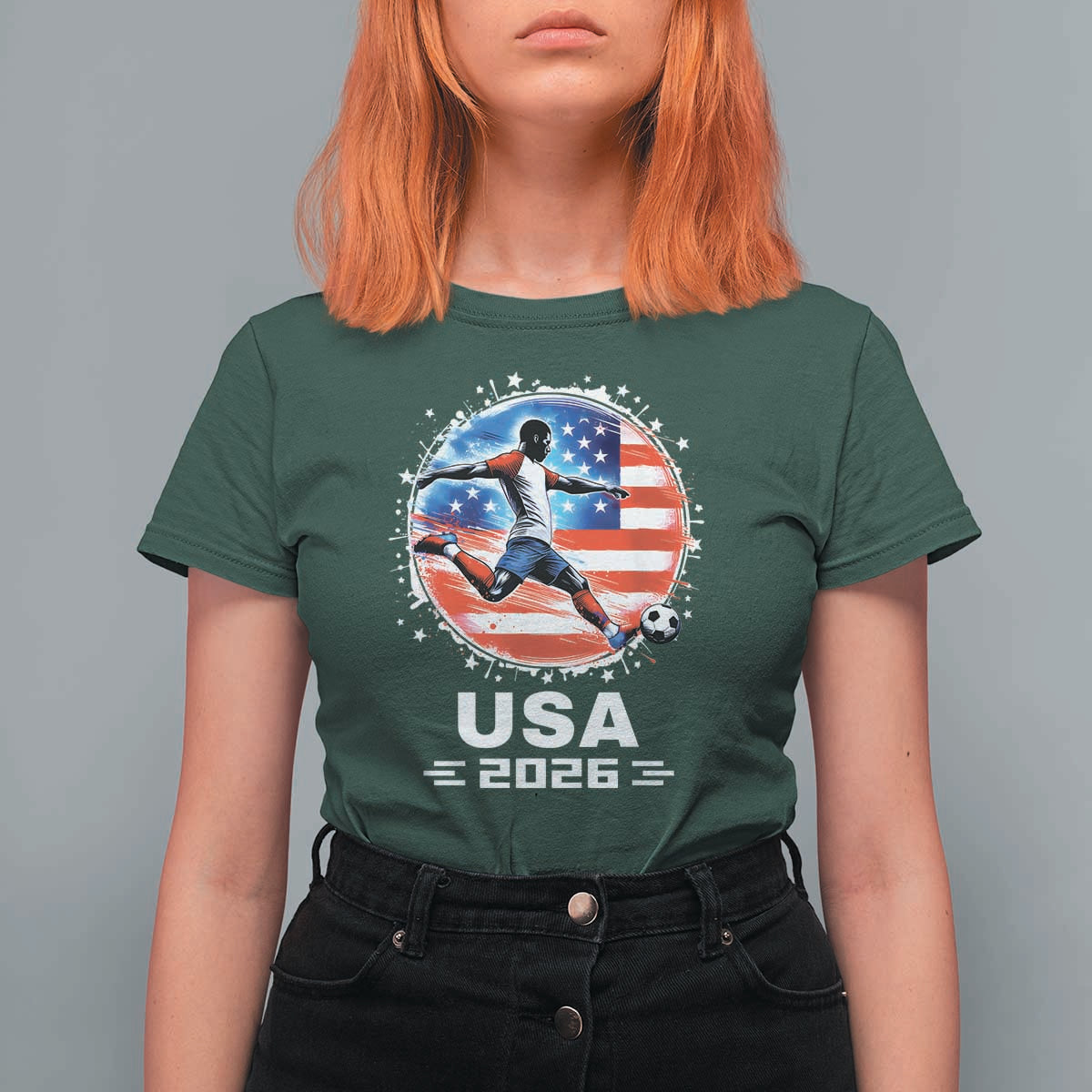 USA Soccer Patriotic Player 2026 Graphic T Shirt For Women United States Football Fan Spirit