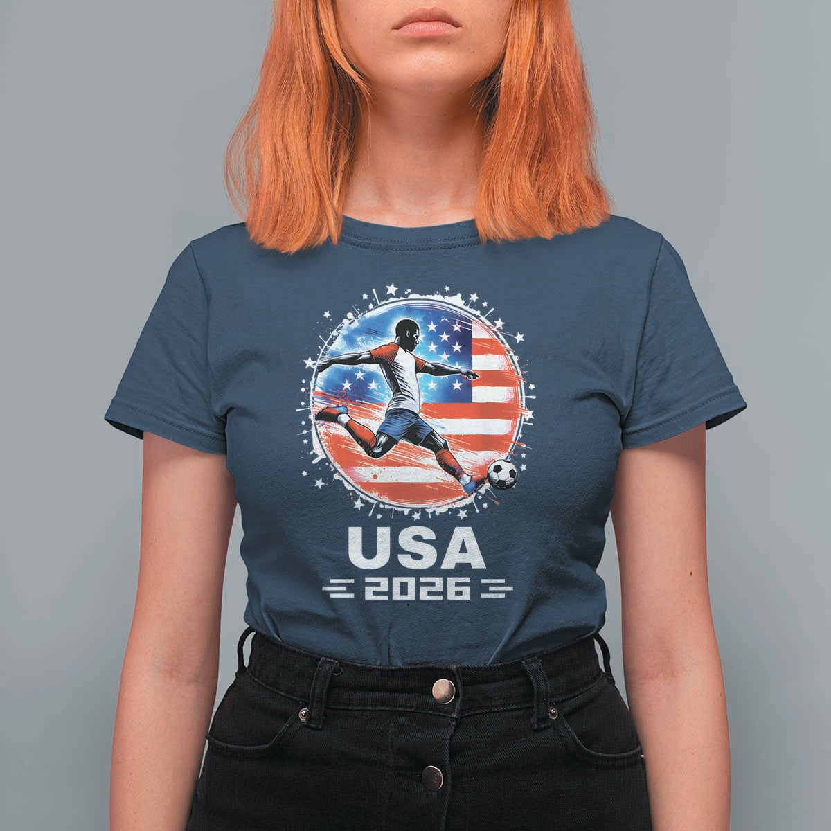 USA Soccer Patriotic Player 2026 Graphic T Shirt For Women United States Football Fan Spirit