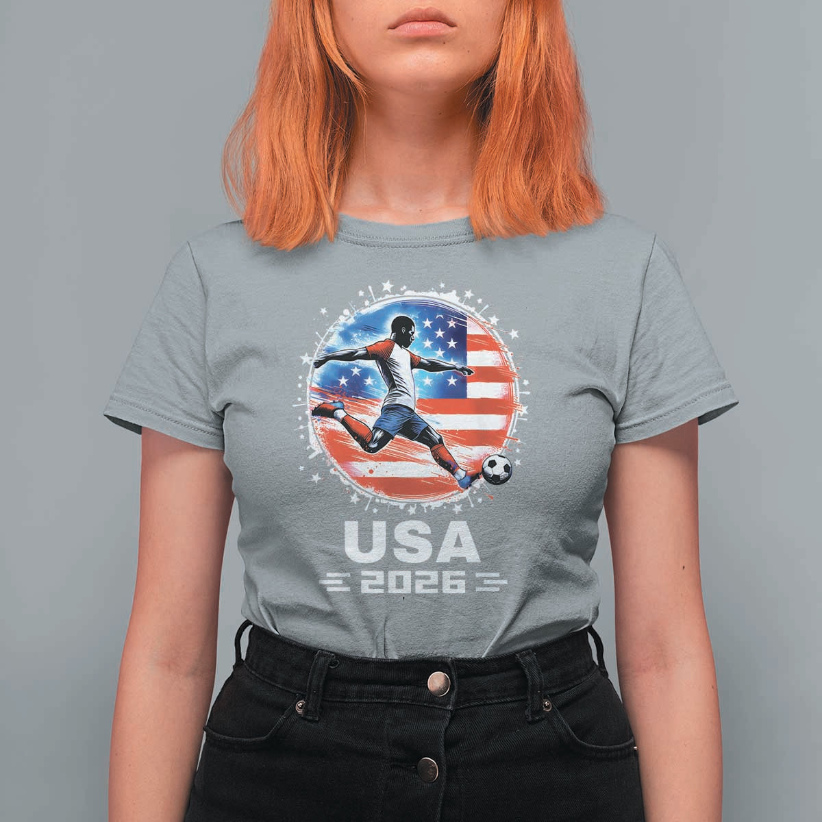 USA Soccer Patriotic Player 2026 Graphic T Shirt For Women United States Football Fan Spirit