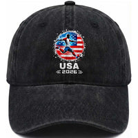 USA Soccer Patriotic Player 2026 Graphic Washed Cotton Baseball Cap United States Football Fan Spirit
