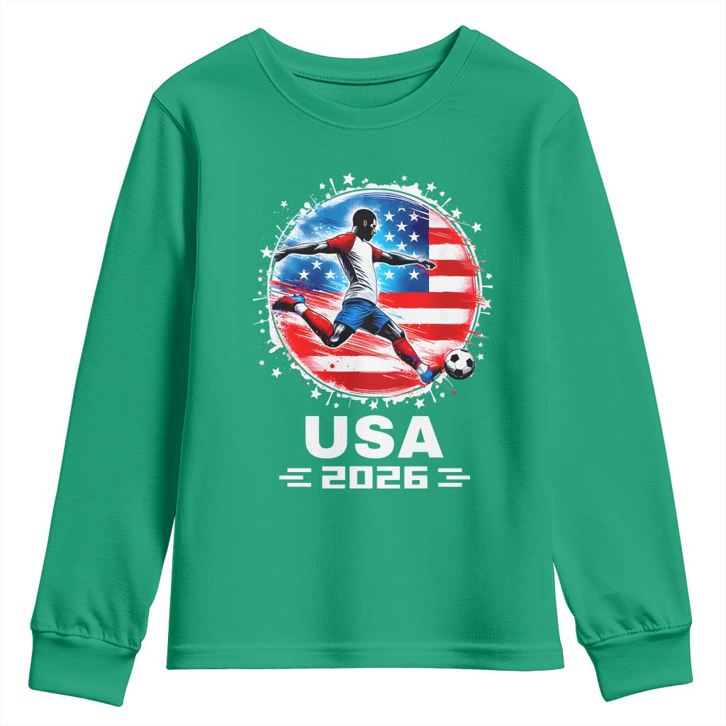 USA Soccer Patriotic Player 2026 Graphic Youth Sweatshirt United States Football Fan Spirit