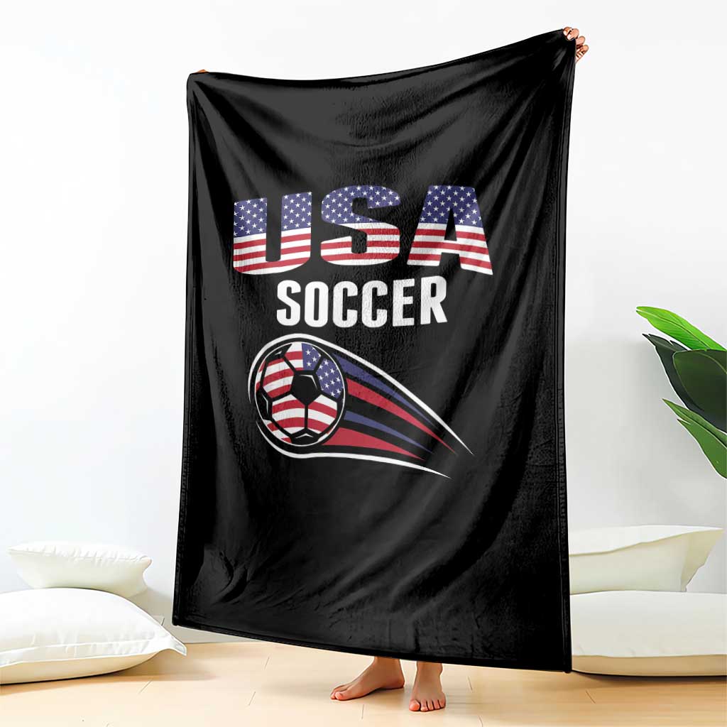 Patriotic USA Soccer Stars and Stripes Graphic Throw Blanket American Football Fan Game Day Spirit
