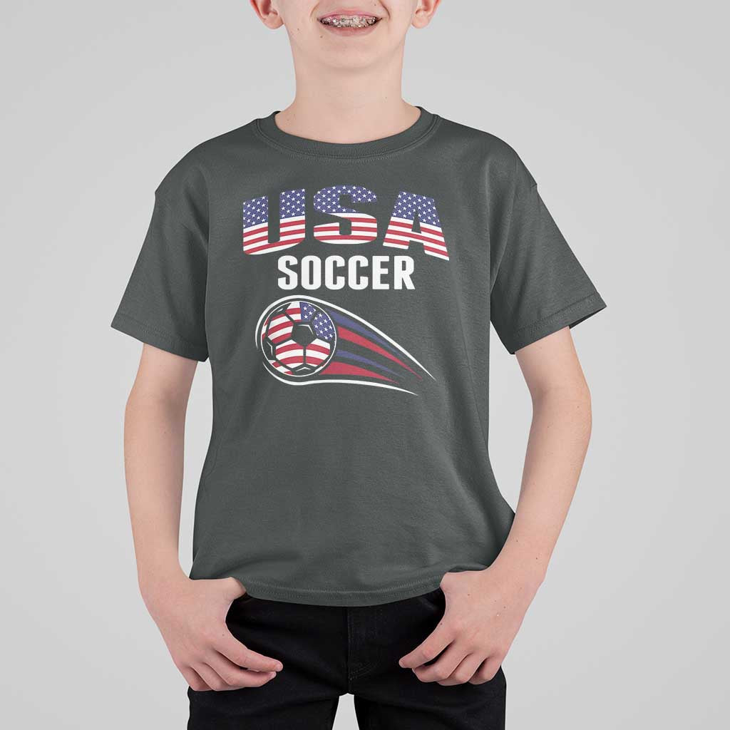 Patriotic USA Soccer Stars and Stripes Graphic T Shirt For Kid American Football Fan Game Day Spirit