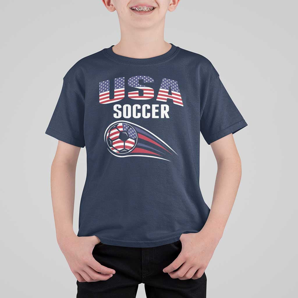 Patriotic USA Soccer Stars and Stripes Graphic T Shirt For Kid American Football Fan Game Day Spirit