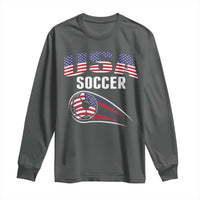 Patriotic USA Soccer Stars and Stripes Graphic Long Sleeve Shirt American Football Fan Game Day Spirit
