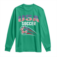 Patriotic USA Soccer Stars and Stripes Graphic Long Sleeve Shirt American Football Fan Game Day Spirit