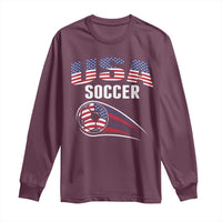 Patriotic USA Soccer Stars and Stripes Graphic Long Sleeve Shirt American Football Fan Game Day Spirit