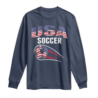 Patriotic USA Soccer Stars and Stripes Graphic Long Sleeve Shirt American Football Fan Game Day Spirit