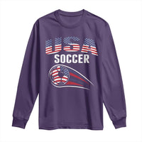 Patriotic USA Soccer Stars and Stripes Graphic Long Sleeve Shirt American Football Fan Game Day Spirit