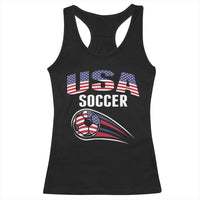 Patriotic USA Soccer Stars and Stripes Graphic Racerback Tank Top American Football Fan Game Day Spirit