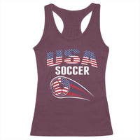 Patriotic USA Soccer Stars and Stripes Graphic Racerback Tank Top American Football Fan Game Day Spirit
