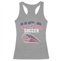 Patriotic USA Soccer Stars and Stripes Graphic Racerback Tank Top American Football Fan Game Day Spirit