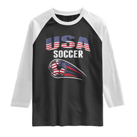 Patriotic USA Soccer Stars and Stripes Graphic Raglan Shirt American Football Fan Game Day Spirit
