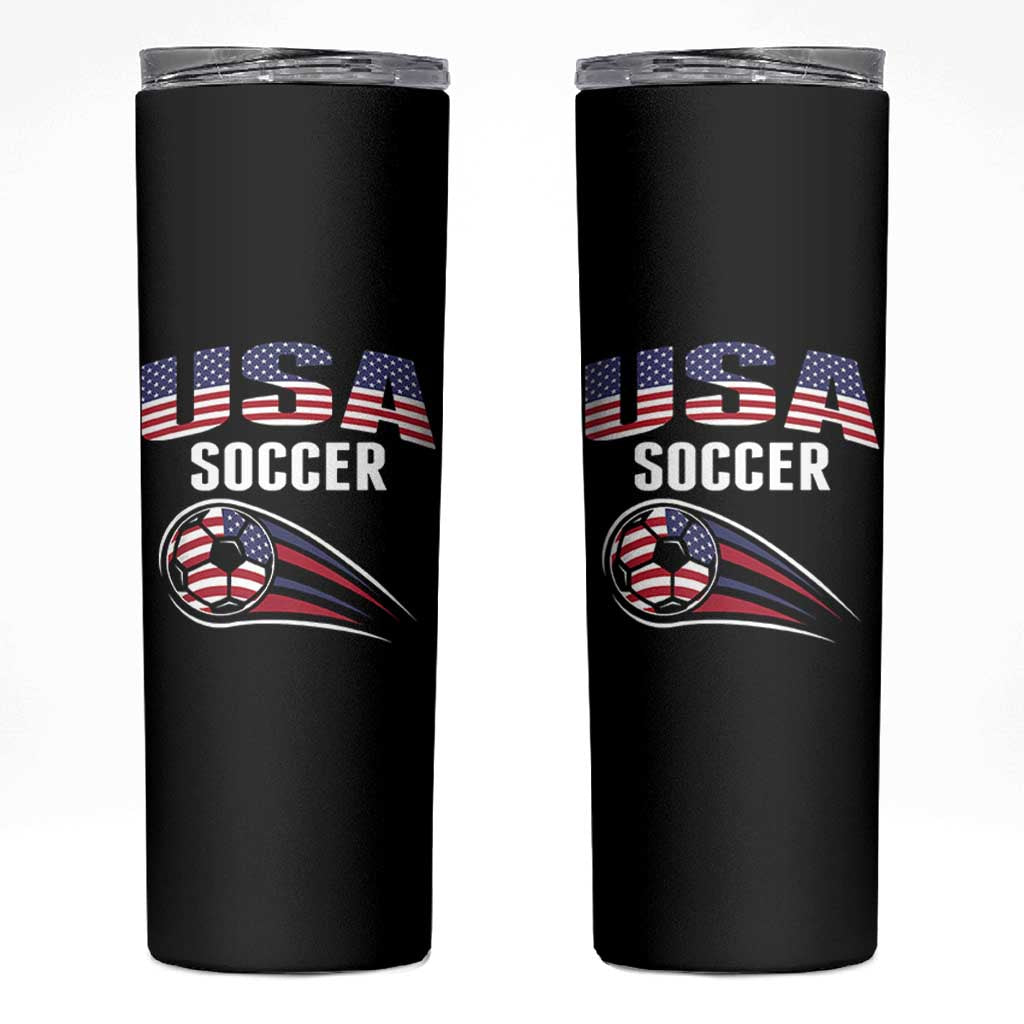 Patriotic USA Soccer Stars and Stripes Graphic Skinny Tumbler American Football Fan Game Day Spirit