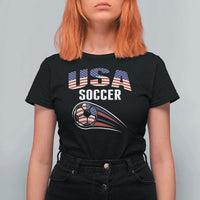 Patriotic USA Soccer Stars and Stripes Graphic T Shirt For Women American Football Fan Game Day Spirit