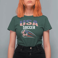 Patriotic USA Soccer Stars and Stripes Graphic T Shirt For Women American Football Fan Game Day Spirit